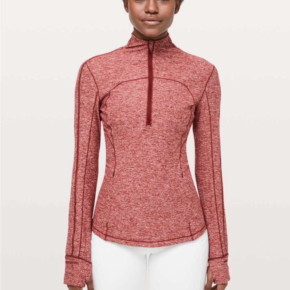 Lululemon run briskly half zip heathered dark sport red